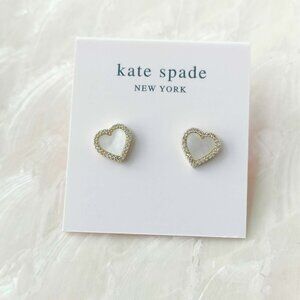 Kate Spade • Take Heart Gold White Stud Earrings